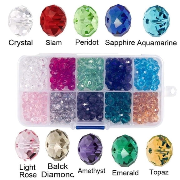 1000pcs 10 Colors 4mm Crystal Glass Beads Finding Spacer Beads Shape Assorted Colors with Box