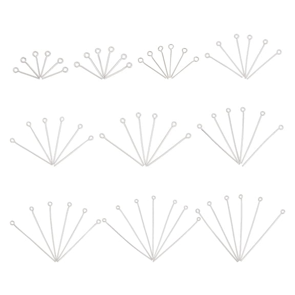 1000pcs 10 Sizes Stainless Steel Eye Pins Head Pins Findings Open Eye Pin for Jewelry Making 2mm Hole Stainless Steel Color DIY