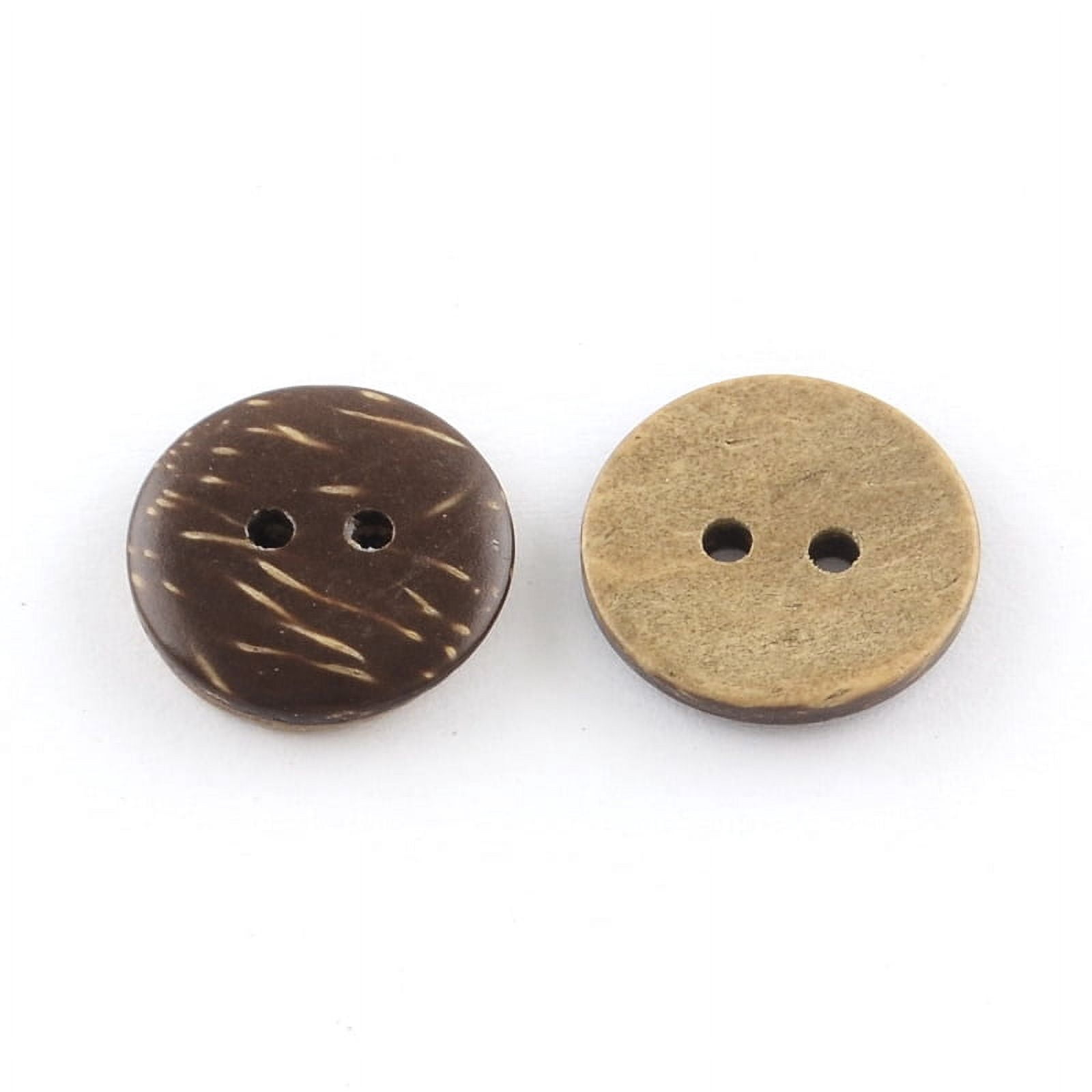 1000pcs 2-Hole Flat Round Coconut Buttons Coconut Brown 15x3mm Hole: 2mm