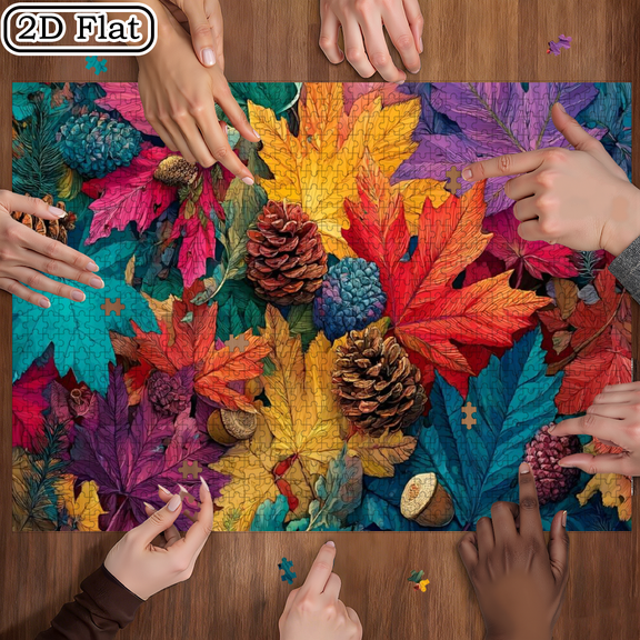 1000pcs 29.4x19.6Maple Leaf Jigsaw Puzzle, High Quality, Thick And Durable Seamless Puzzle Piece, Exercise Patience, Concentration, Fun Family Game to Relieve Stress for Adults Perfect Family En