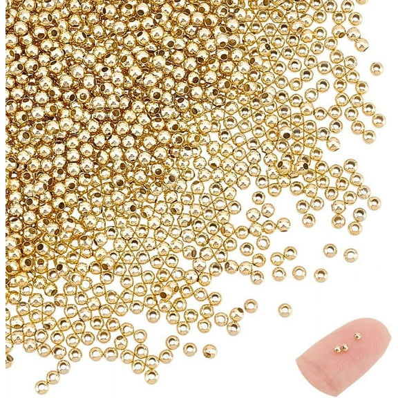 1000pcs 2mm 304 Stainless Steel Spacer Beads Golden Round Loose Beads Metal Crimp Bead Tiny Smooth Hollow Rondelle Bead for DIY Bracelet Jewelry Making Crafting for DIY