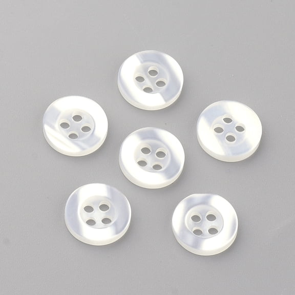 1000pcs 4-Hole Plastic Buttons Flat Round Seashell color 12.5x2mm Hole: 2mm
