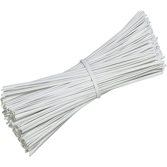 1000pcs 4 Inch Twist Ties - Reusable White Plastic Coated Cable Wire Ties for Bags, Bread,Household and Office