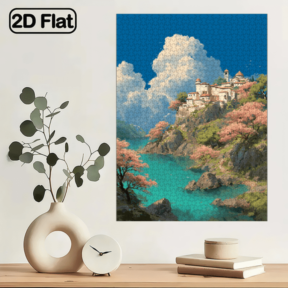 1000pcs Adult Jigsaw Puzzle Featuring the Emerald Ridge Tibetan Palace Design - Scratch-resistant, High Difficulty, Suitable for Adults, Family Entertainment, Home Decor, Christmas, and as Brain