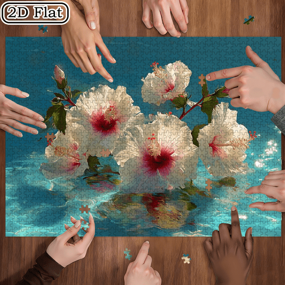 A 1000pcs Adult Mini Jigsaw Puzzle with a Colorful Floral Water Design, High Difficulty, Suitable for Adults, Family Entertainment, DIY Home Decor. 29.4*19.6in
