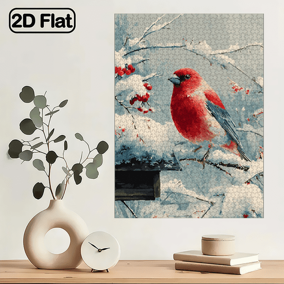 1000pcs Adult Mini Jigsaw Puzzle Featuring Winter Snow Sparrow Design - Scratch-resistant, High-difficulty Level, Suitable for Adults, Family Entertainment, DIY Home Decor, Christmas, and as Bra