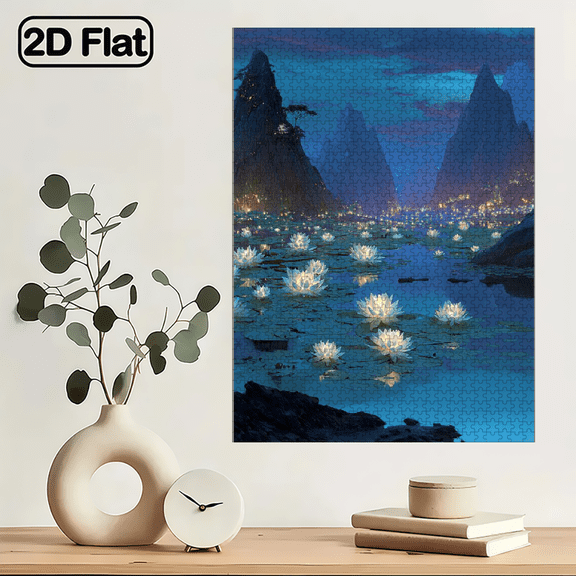 A 1000pcs Adult Mini Jigsaw Puzzle Featuring the "for Lotus Boat Crossing Evening Mountain" Design, Measuring 29.4*19.6 inch. High-quality and Fun for Family Entertainment.