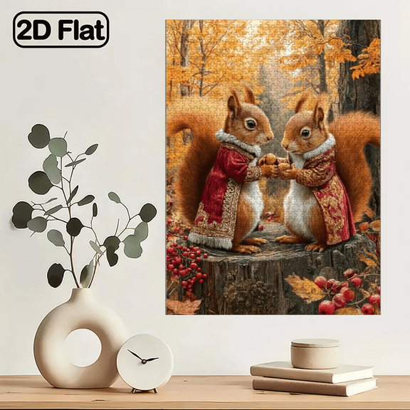 1000pcs Adult Mini Puzzle Featuring Squirrel Design - Scratch-resistant, High Difficulty Level, Ideal for Adults, Family Entertainment, DIY Home Decor, Halloween, Christmas, and as Brain-challen