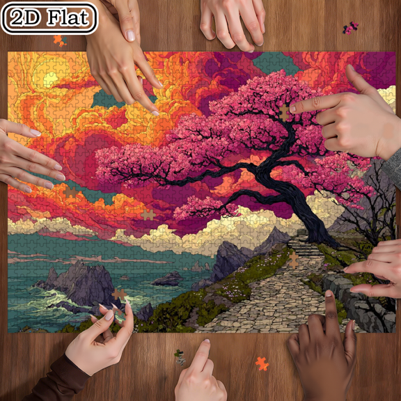 (1000pcs) Adult Mini Puzzles, Featuring Lone Pine Reflecting in Water Design - Scratch-Resistant, Challenging, Suitable for Adults, Family Entertainment, Home Decoration, Halloween, Christmas, A