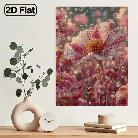 (1000pcs) Adult Mini Puzzles, with Pink Flower Bubble Design - Scratch-Resistant, High Difficulty, Suitable for Adults, Family Entertainment, Home Decoration, Halloween, Christmas, And Gift Idea