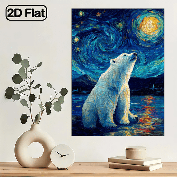 1000pcs Adult Puzzle, 29.4*19.6 Inches Large Size, Abstract Animal Polar Bear Puzzle, DIY Creative Fun for Family and Friends. Perfect Stress.