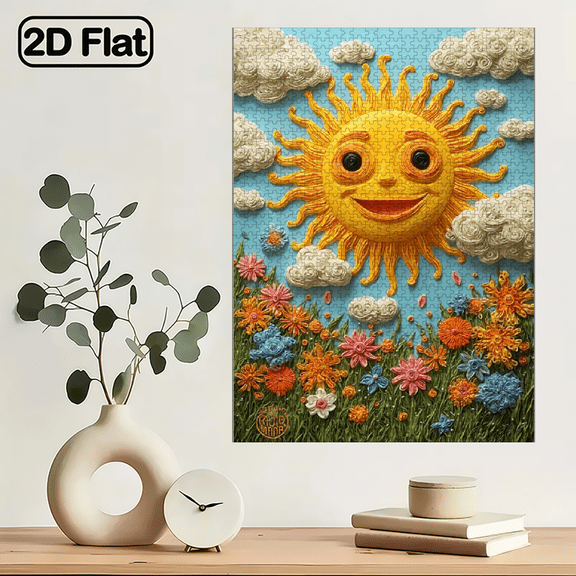 1000pcs Adult Puzzle, 29.4*19.6 Inches Large Size, Floral Sun Design, Perfect for DIY Creative Fun with Family and Friends. Ideal Stress-Relief Gift.