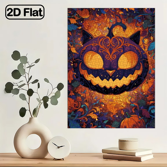 1000pcs Adult Puzzle, 29.4*19.6 Inches Large Size, Little Devil with a Jack-o'-Lantern Design Perfect for DIY Creative Fun with Family.