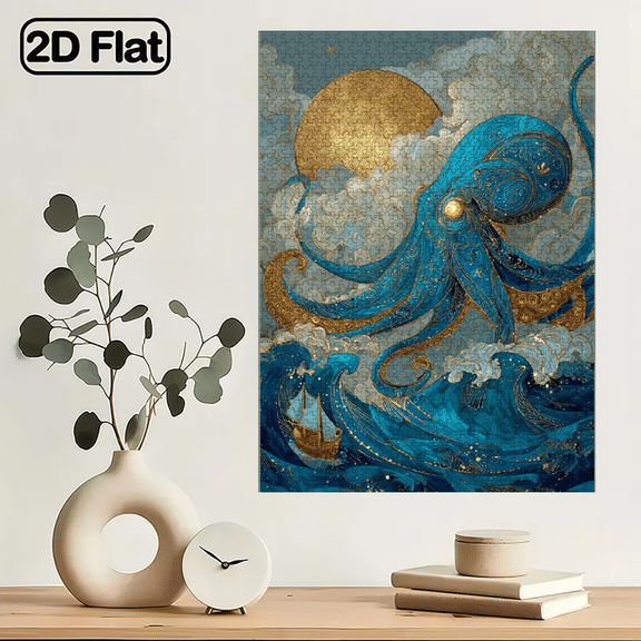 (1000pcs) Adult Puzzles, with Golden Blue Chapter Design - Scratch-Resistant, High Difficulty, Suitable for Adults, Family Entertainment, Home Decoration, And Gift Ideas to Challenge The Brain
