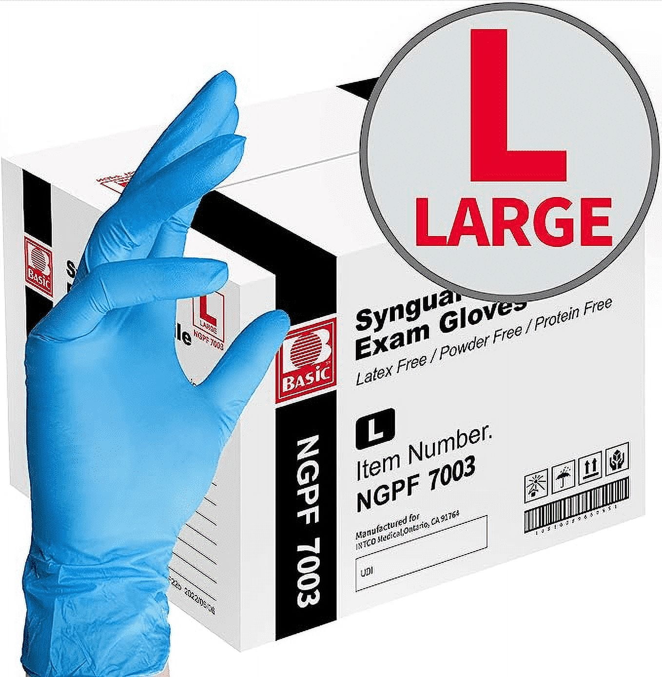 1000pcs Basic Medical Clear Nitrile Exam Gloves - Latex-Free & Powder-Free , Large Size, 10 Boxes