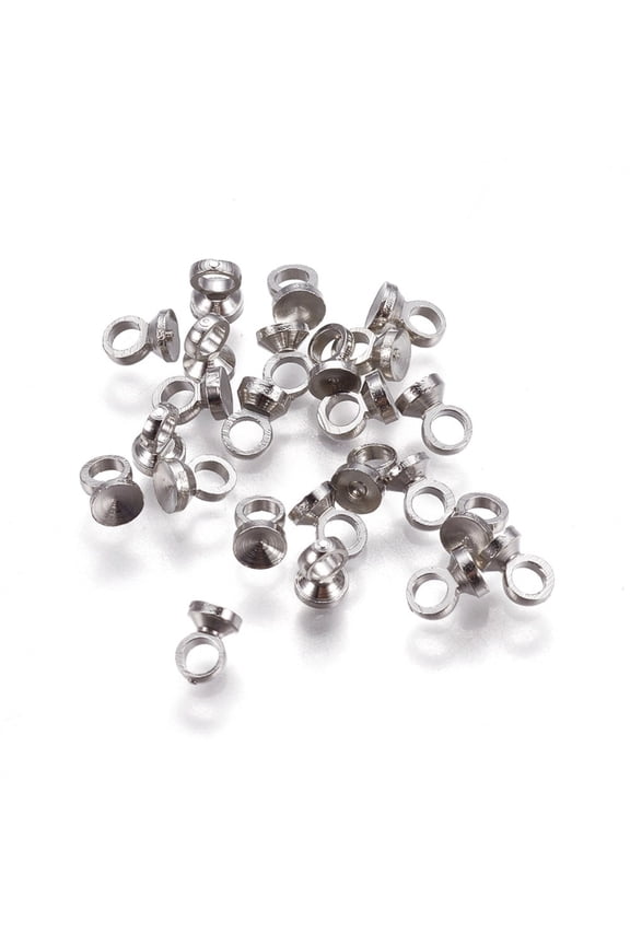 1000pcs Brass Bead Cap Pendant Bails for Globe Glass Cover Pendants Platinum 3.5x2.8mm Hole: 1.4mm