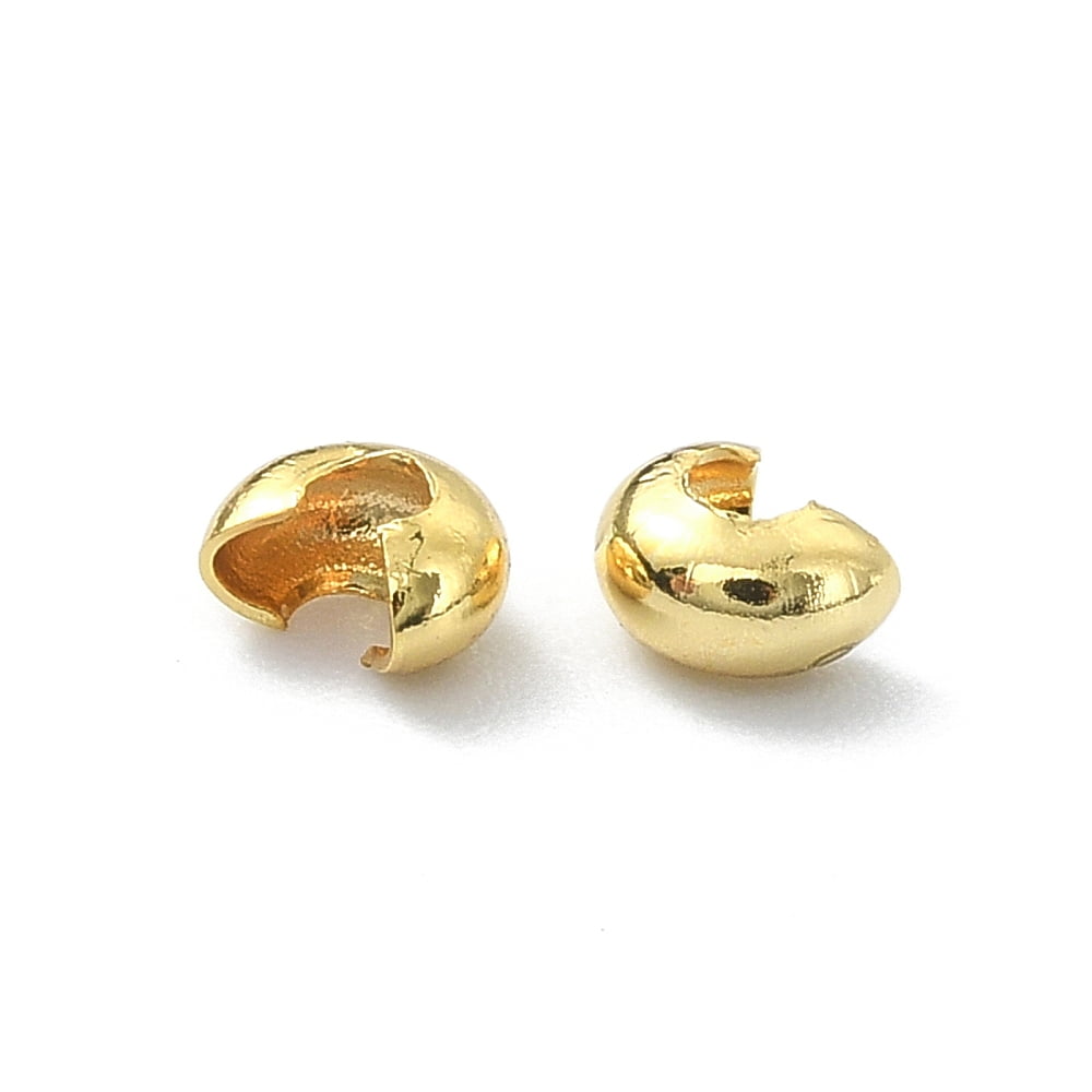 1000pcs Brass Crimp Beads Covers golden 4x3x2mm Hole: 1.5mm