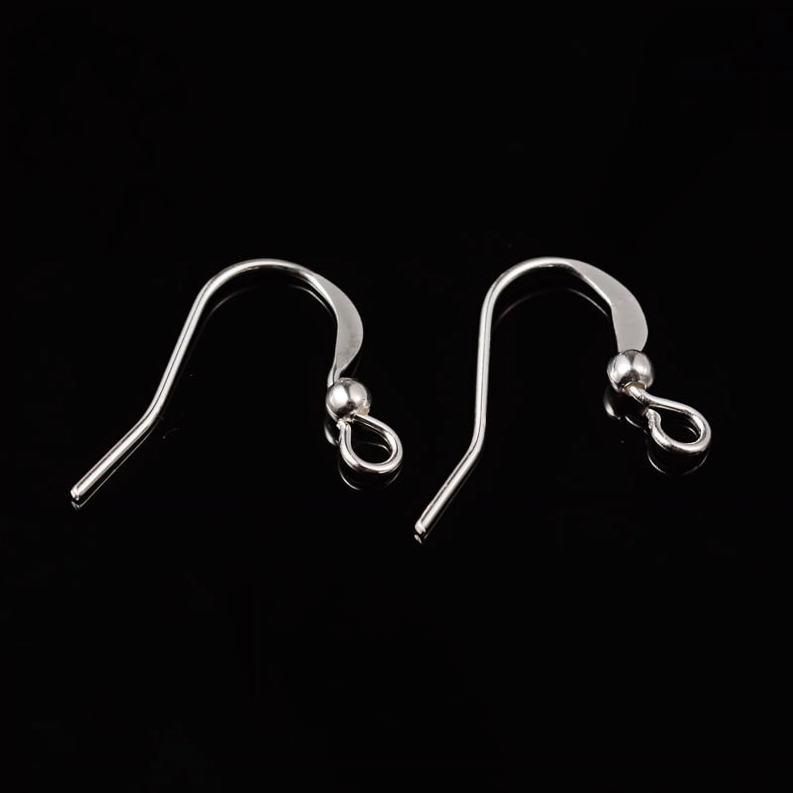 1000pcs Brass French Earring Hooks Flat Earring Hooks Ear Wire with Beads and Horizontal Loop Lead Free Silver 15mm Hole: 2mm