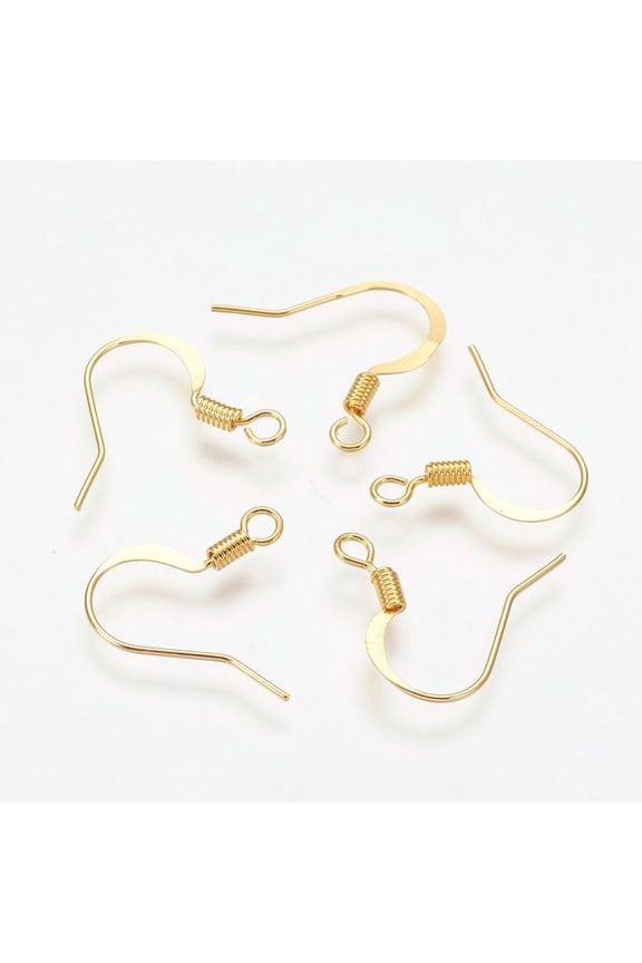 1000pcs Brass French Earring Hooks Flat Earring Hooks Ear Wire with Horizontal Loop Nickel Free Golden 17mm Hole: 2mm for DIY
