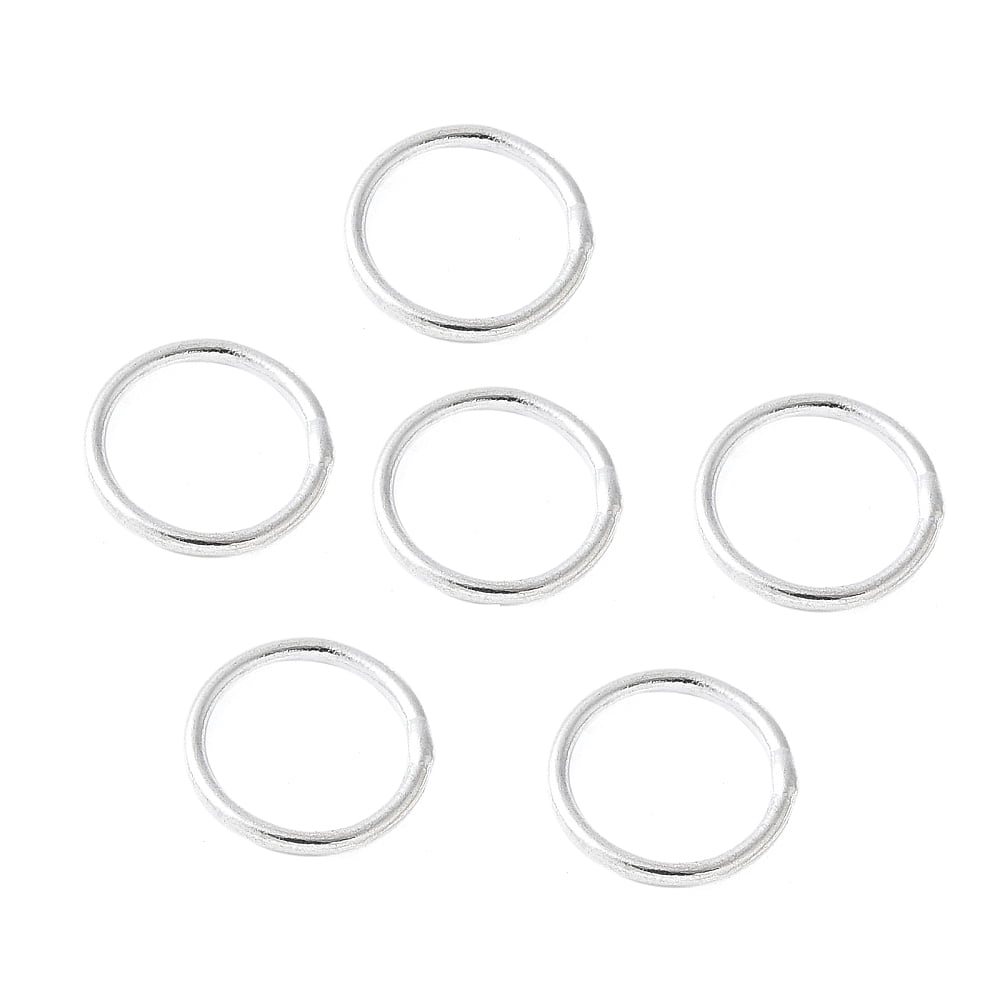 1000pcs Brass Round Rings Soldered Jump Rings Closed Jump Rings Cadmium Free & Lead Free Silver color Plated 18 Gauge 10x1mm Inner Diameter: 8mm Hole: 8mm
