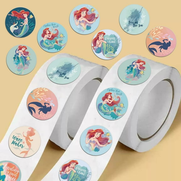 1000pcs Cartoon Anime Cute Sticker Roll - Ocean Princess Self Adhesive Seal Water Bottle Laptop Carrying Case Total 10 Styles Birthday Party Supplies Decoration Gifts