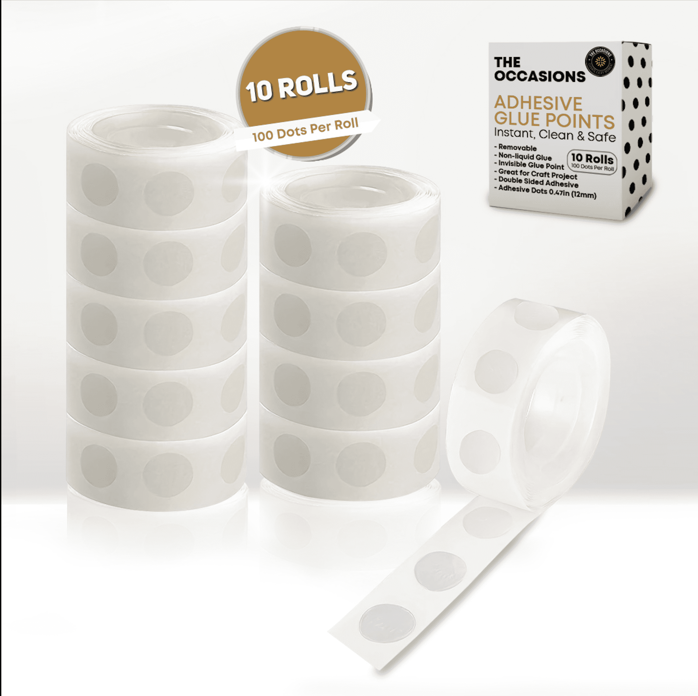1000pcs Clear Strong Double Sided Glue Dots Transparent Heavy Duty | Sticky Dot Balloon Adhesive Glue Removable Point Tape 10 Rolls Scrapbook The Occasions