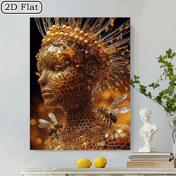 1000pcs Colorful Honeycomb Queen Bee Jigsaw Puzzle Vibrant Abstract Design, Golden Hive Pattern, Challenging Entertaining, Family Activity Vibrant Puzzle Piece.20.4*14.9 in