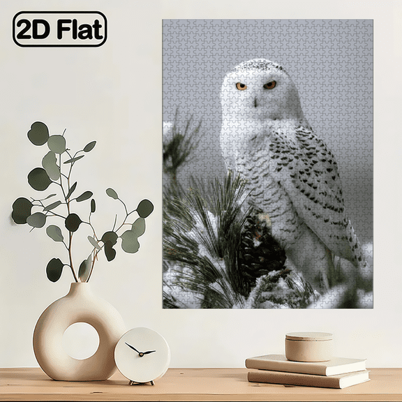 1000pcs Colorful Snowy Night Cat and Bird Shaped Puzzle Vivid Abstract Design, Winter Wildlife Pattern, Highly Challenging and Fun, Family Activity Puzzle Pieces. 29.4*19.6