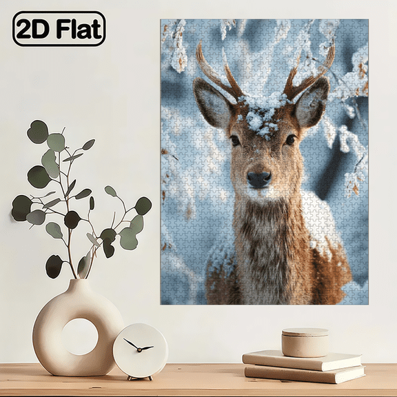 1000pcs Colorful Winter Deer Jigsaw Puzzle Vibrant Abstract Design, Animal Pattern, Challenging Entertaining, Family Activity Vibrant Puzzle Piece, Nature Colorful Design.29.4*19.6in