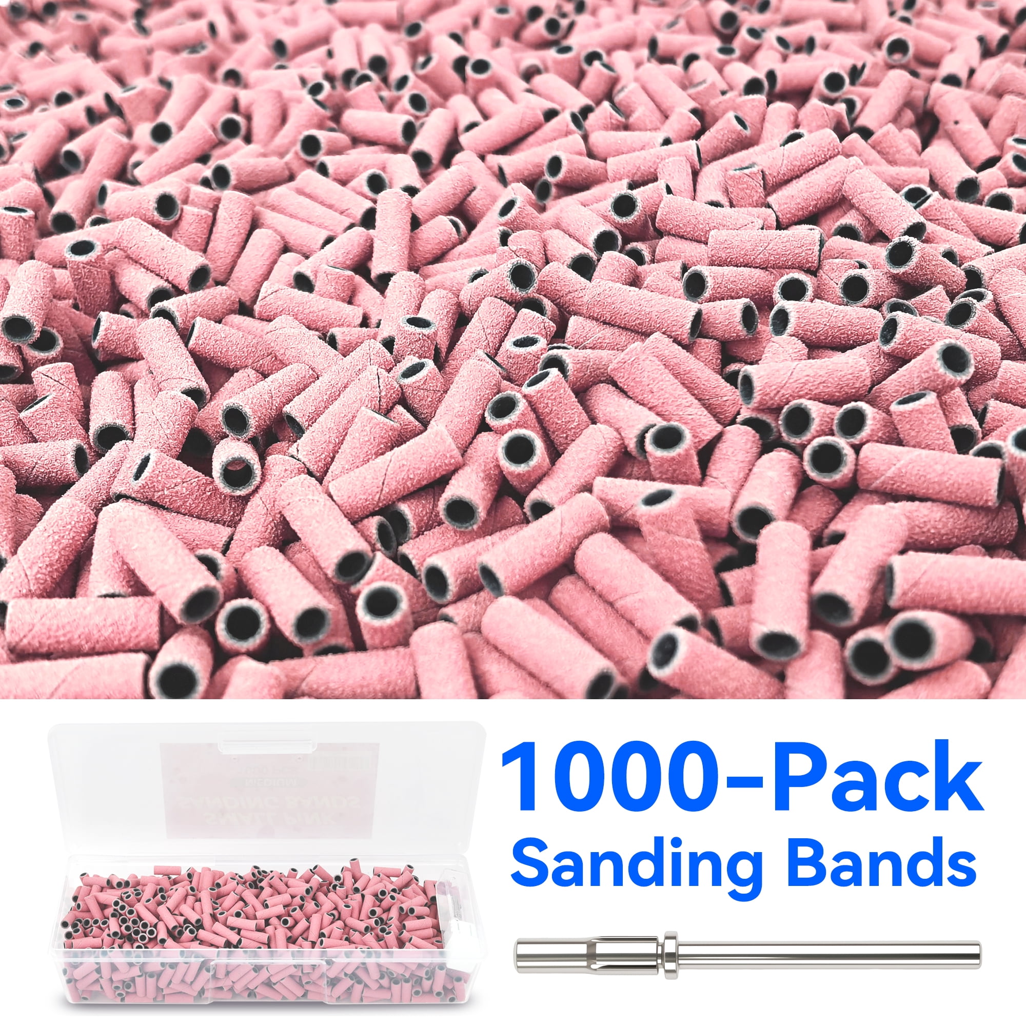 Maryton 1000Pcs Nail Drill Bits Sanding Bands for Nail Drill 240 Fine Grit Nail File Sanding Bands for Acrylic Nails Gel Manicures and Pedicure