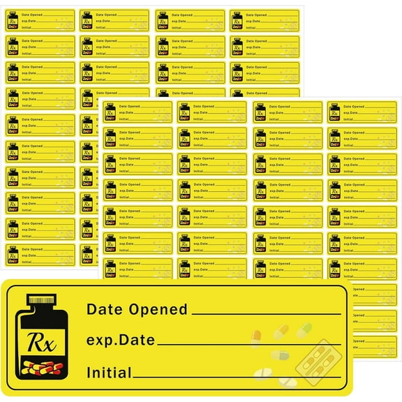 1000pcs Date Opened Date Expired Stickers Medication Instruction Pharmacy Expiration Date Drugstore Label Drug Pills EXP Dates Sticker 1.5x0.5inch