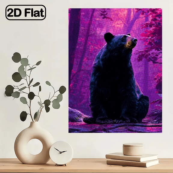 1000pcs Dreamy Black Bear Puzzle 29.4x19.6 Inches, Cardboard Material, Portable, High-Difficulty For Adults, Couples Families, Ideal For New Year, Birthday Gift, Gamer Art Enthusiasts, Vivid Fan
