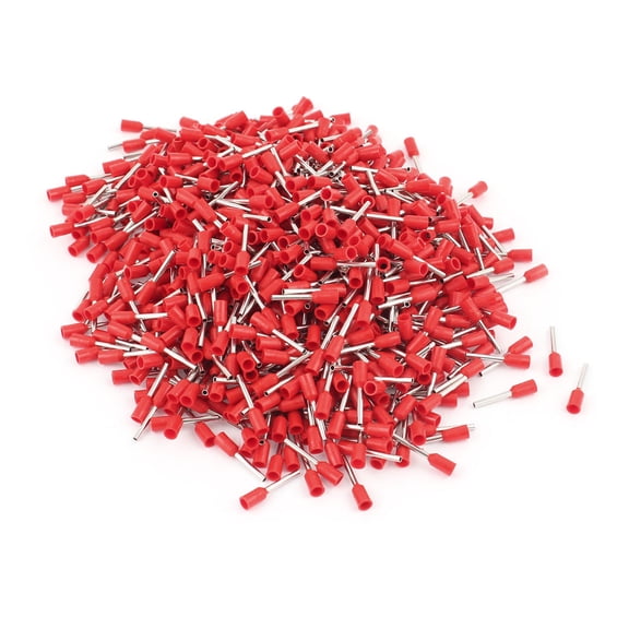 1000pcs E0510 Red Insulated Tube Ends Terminals for 22 AWG Wire Cable