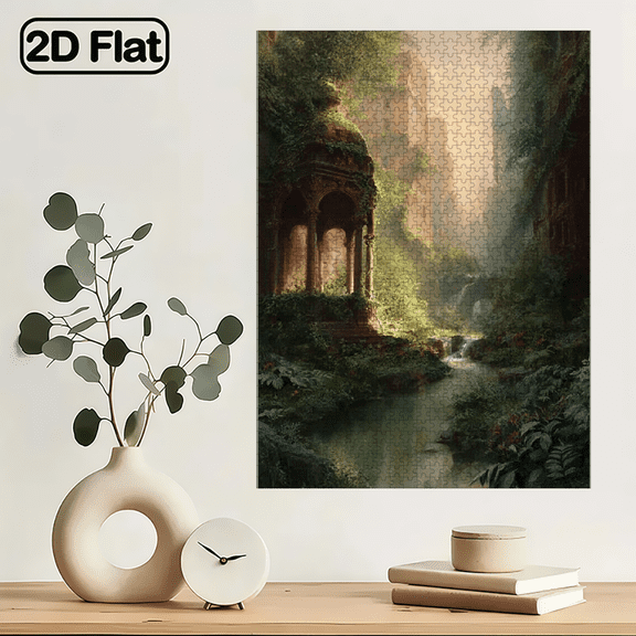 1000pcs Extra Large Jigsaw Puzzle for Adults - Enchanted Forest with Sunlight, Waterfall Vines - Challenging 1000pcs Piece ( Box) - Large-Scale Mapping Problem-Solving - Perfect for Family Game Ni