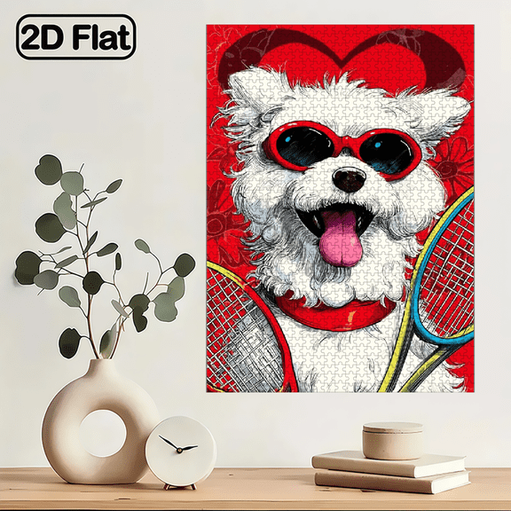 1000pcs Fluffy Dog Themed Jigsaw Puzzle Suitable for Families - -Scale Paper Puzzle with Cute Puppies, Stress-Relieving Activity, Birthday/New Year Gift, Portable Boxed Jigsaw (29.4x19.6 Inches)