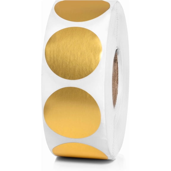 Sutter Signs 1000pcs Gold Dot Stickers Roll - 1 Inch Gold Dots for Inventory & Color Coding - 1" Metallic Gold Dot Labels