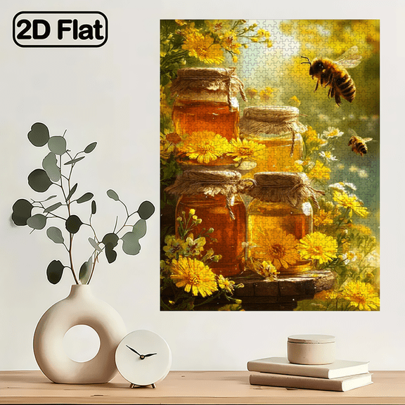 1000pcs Honey Bees Puzzle Suitable for Families - Beehive Beekeeping Scenes, Portable Cardboard Box, High-Difficulty Challenge, Birthday Gift for Gamers, Art Enthusiasts, New Year Activity