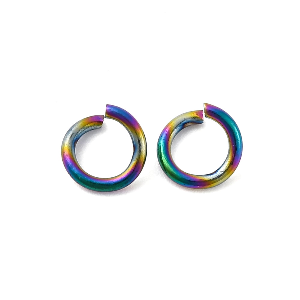 1000pcs Ion Plating(IP) 304 Stainless Steel Open Jump Rings Ring Rainbow color 6x1mm 18Gauge Inner Diameter: 4mm