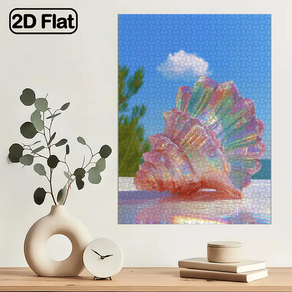 1000pcs Iridescent Glass Seashell Puzzle - Perfect Home Decor Gift Interactive Educational Fun Creative Puzzle Game for Adults Large Size.29.4*19.6 in