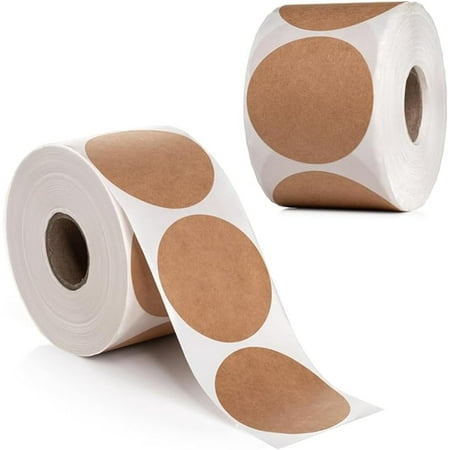 1000pcs Kraft Dot Stickers 2 inch | Color Coding Labels for Inventory, Price, Organization | 2" Round Circle Diameter, 500 per roll (Pack of 2)