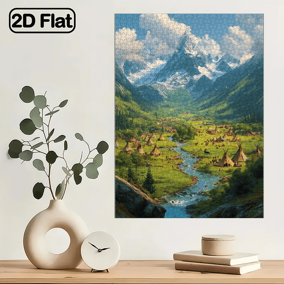 1000pcs Large Adult Jigsaw Puzzle - Valley Tribe Puzzle,29.4*19.6 Inch Enormous Puzzle, Challenging Brain Game, Suitable for Creative Fun.