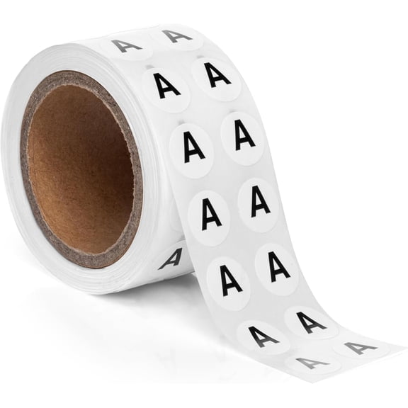 1000pcs Letter A Stickers, 0.5" Letter Sticker Dot Labels for Organization, Inventory, 1000/roll