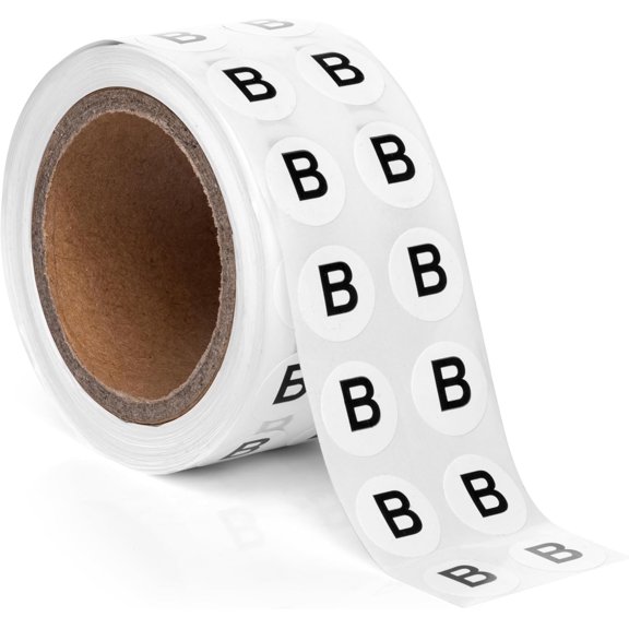 1000pcs Letter B Stickers, 0.5" Letter Sticker Dot Labels for Organization, Inventory, 1000/roll