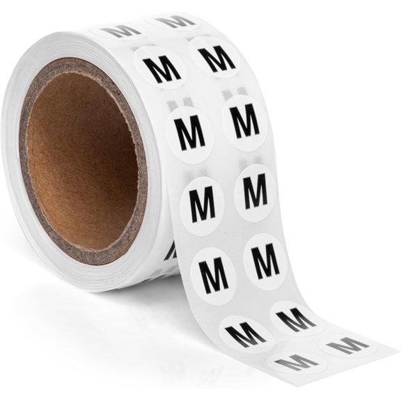 1000pcs Letter M Stickers, 0.5" Letter Sticker Dot Labels for Organization, Inventory, 1000/roll