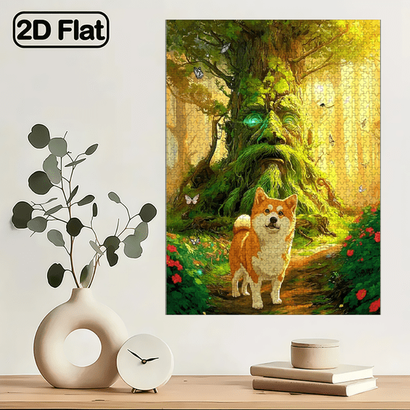 1000pcs Magical Forest Corgi Jigsaw Puzzle with Corgi Dogs - Challenging Cardboard Box Puzzle Suitable for, Families.29.4*19.6 in