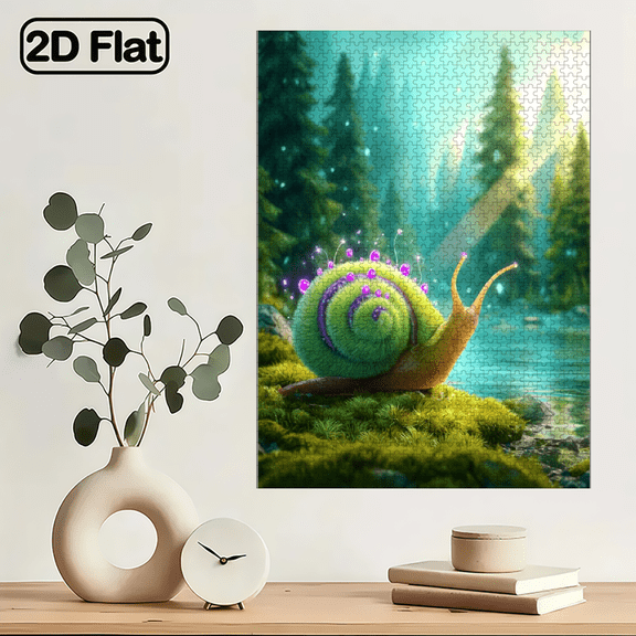 1000pcs Magical Green Snail Puzzle 29.4x19.6", Challenging DIY Jigsaw, Ideal Birthday New Year Gift for Families, Portable Travel Game