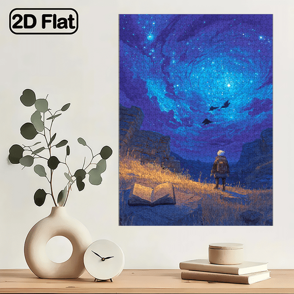 1000pcs Mini Jigsaw Puzzle Featuring Fantasy Realm Book-hunting Design - Scratch-resistant, High Difficulty, Suitable, Family Entertainment, DIY Home Decor, Christmas, and as Brain-challenging G
