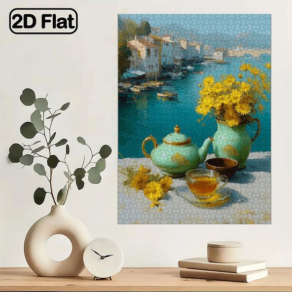 1000pcs Mini Jigsaw Puzzle Featuring Sunflower TeVillage Design - Scratch-resistant, High Difficulty, Suitable, Family Entertainment, DIY Home Decoration, Christmas, and as Brain-challenging Gif