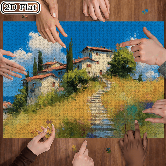 A 1000pcs Mini Jigsaw Puzzle Featuring the Sunny Lane Spring Wild Design, High Difficulty, Suitable, Family Entertainment, DIY Home Decor. 29.4*19.6 in