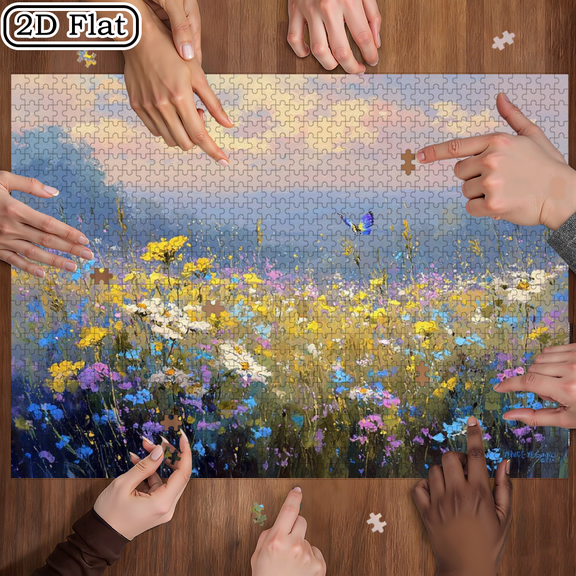 1000pcs Mini Jigsaw Puzzle with Meadow Butterfly Shadow Design - Scratch-resistant, High Difficulty, Suitable, Family Entertainment, DIY Home Decor, Halloween, Christmas, and as Brain-challengin